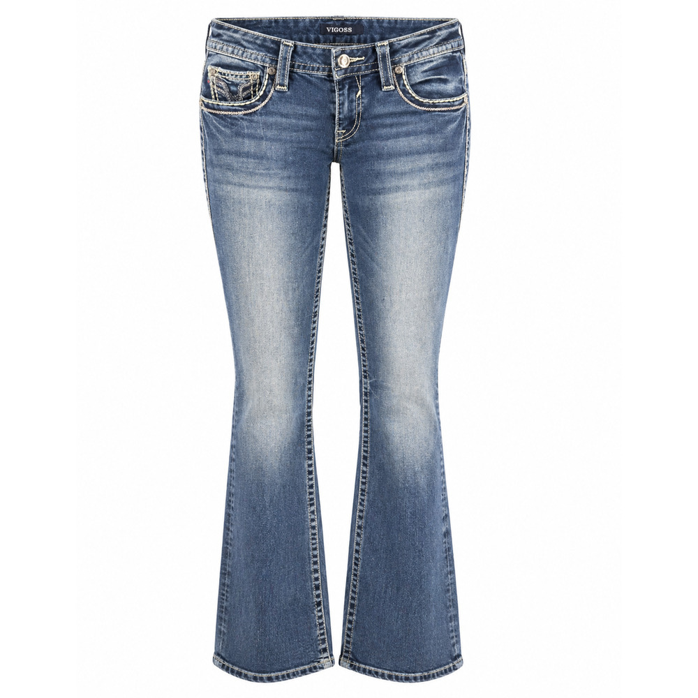 Bootcut Flare Jeans Distressed Stretch Western Y2K Denim Vigoss 8